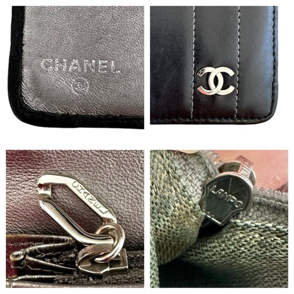 Authentic CHANEL Black Smooth Pin Stripe Quilted Leather Long Wallet with Box - Picture 2 of 16